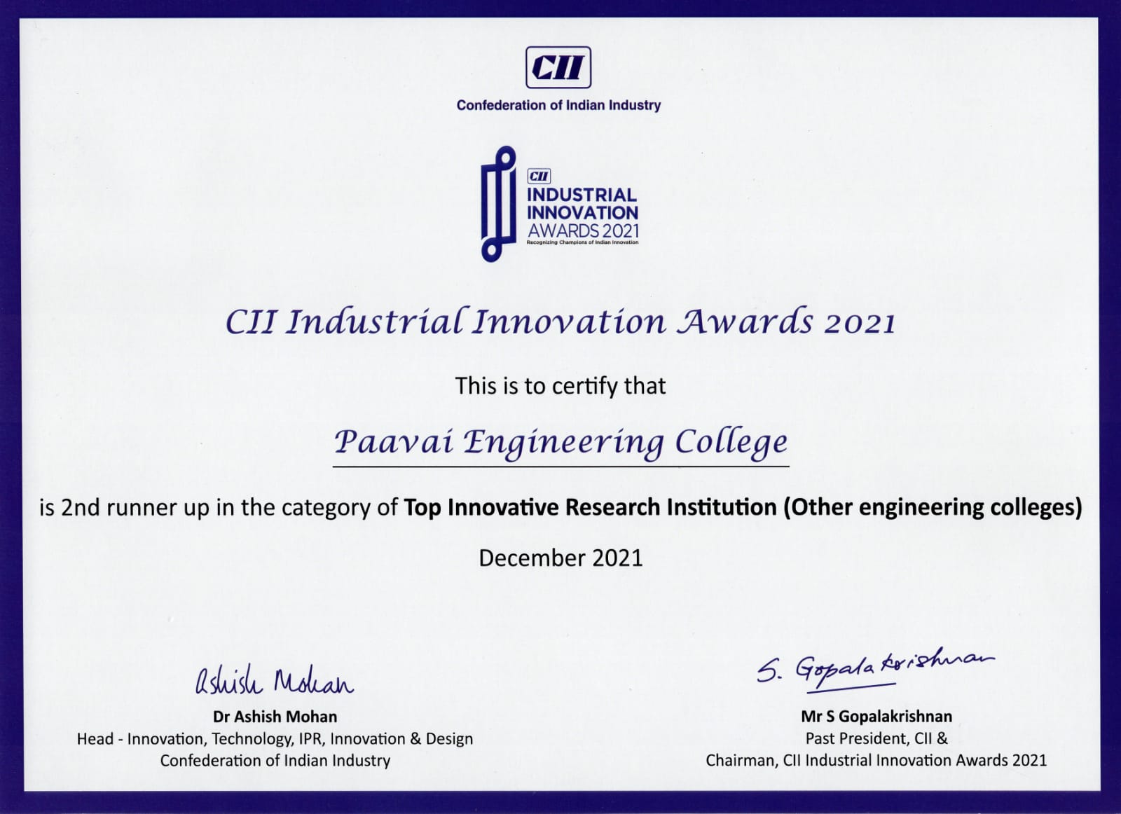 Paavai Accolades - Paavai Engineering College